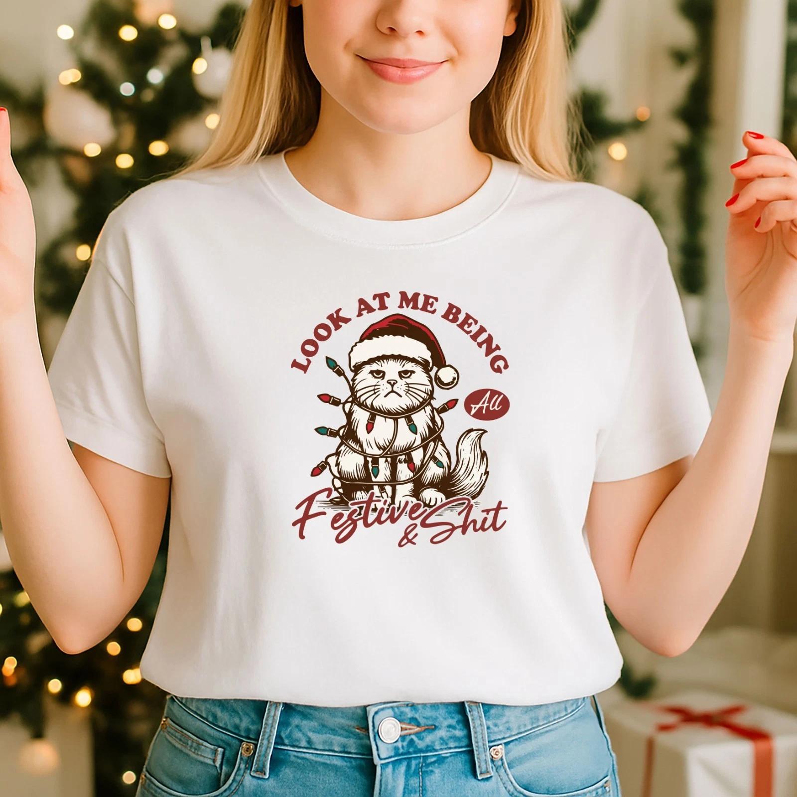 2025 Christmas unisex Tshirt,Night before Christmas Family, Grumpy Cat (CH) 2XL