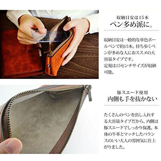 Endmark Genuine Leather Pencil Large Simple Made In Night Blue Case, Capacity, Design, Men's, Japan,