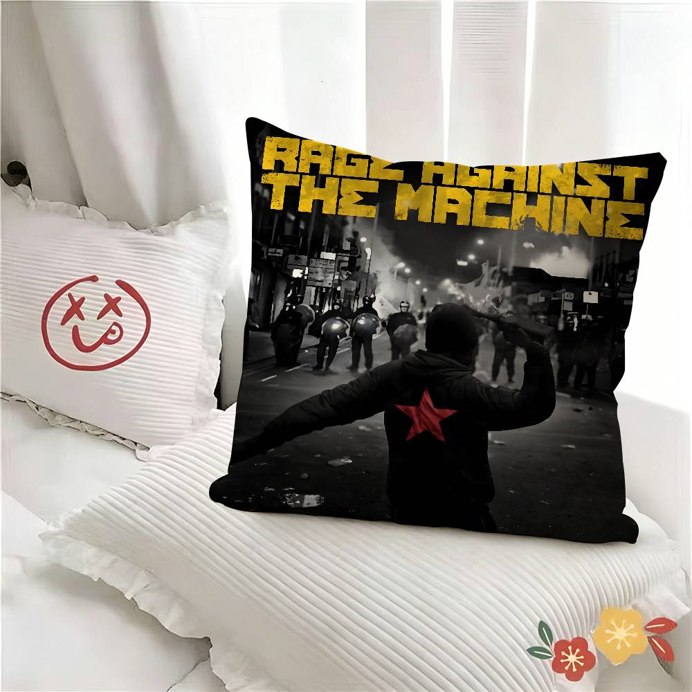 pc Rock Band Rage Against The Machine Pillow Case Fashion Square Pillowcase Bedroom Sofa Room Ins Decoration Leisure