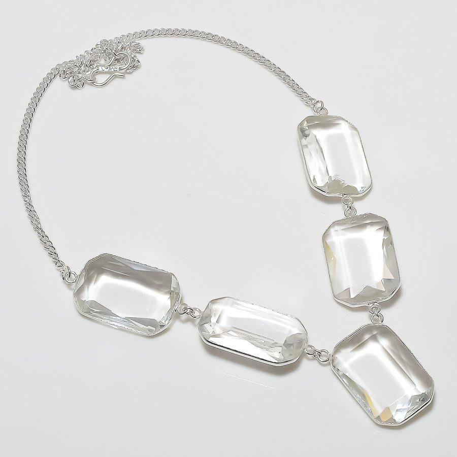 

Natural White Topaz Gemstone 925 Sterling Silver Jewelry Necklace 18 M2g36