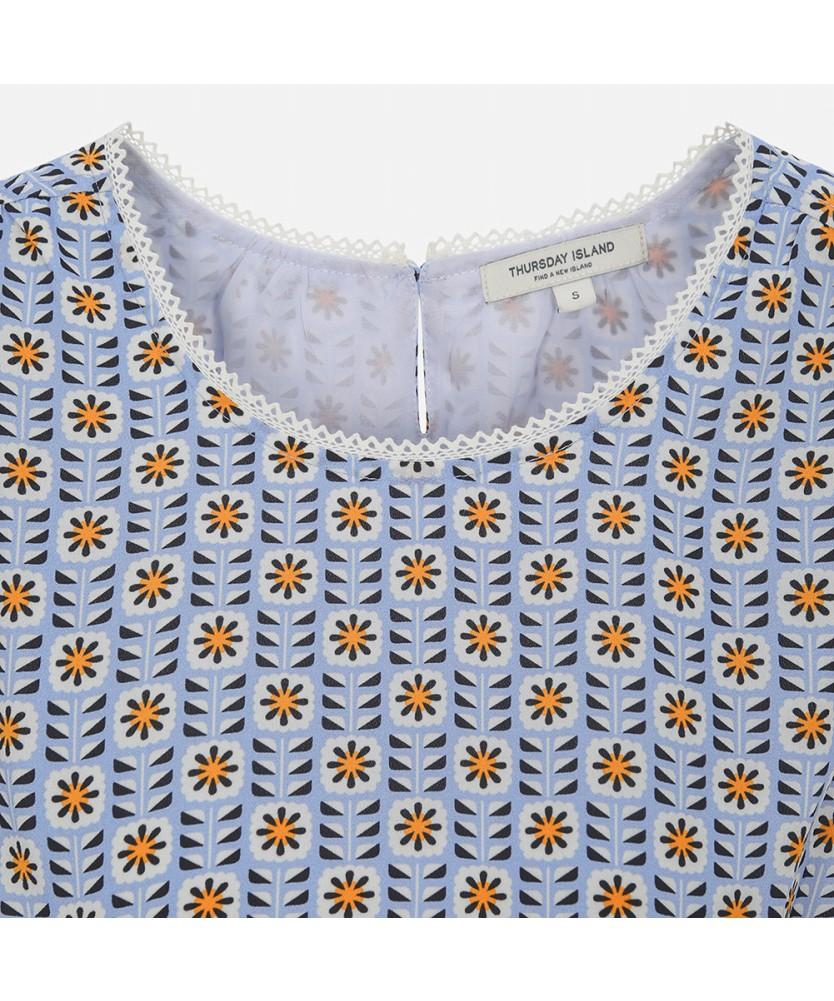 THURSDAY ISLAND Flower Pattern Frilled Sleeve Dress_T254Mop266W