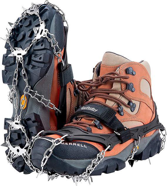 Crampones de Hielo de Acero Inoxidable de 8/10 Dientes para Exteriores: Cubiertas antideslizantes para raquetas de nieve para escalada y senderismo
