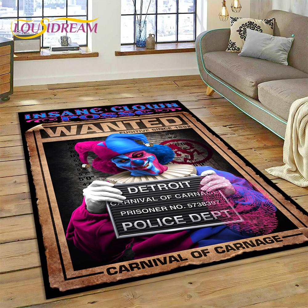 3D Rap Metal Insane Clown Posse Icp Juggalo Carpet Rug for Bedroom Living Room Home Sofa Decoration,Game Large Decor Floor Mat