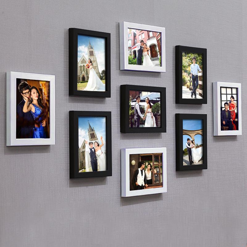 7-Zoll Minimalistisches Modernes Neun-Gitter Wand-Fotorahmen-Set – Stanzfreie Wohnzimmerdekoration