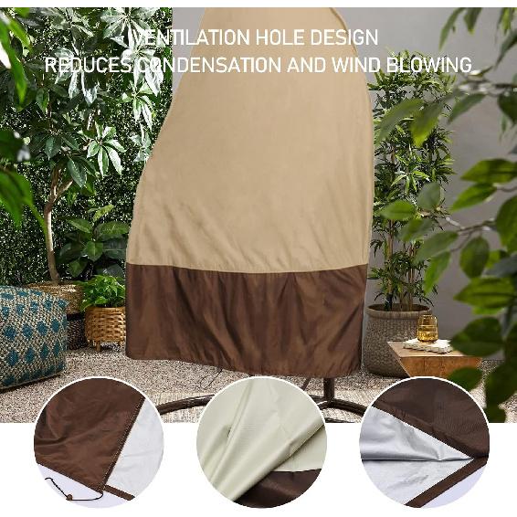 Patio Hanging Chair Cover, Egg Swing Chair Cover Waterproof Heavy Duty Outdoor Furniture Protector Cover, 74.8'' L X 45.3''W