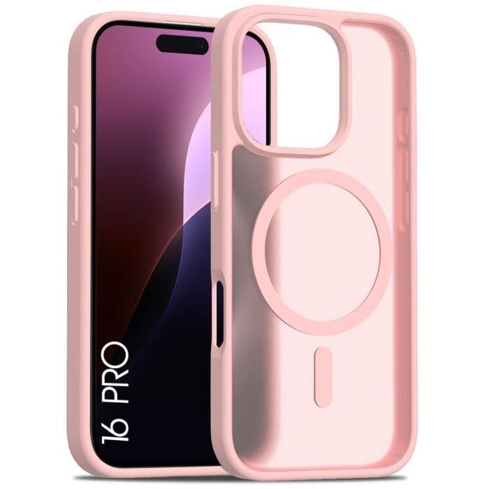 Coque de protection - BOOLING - iPhone 16 Pro - Protection hybride - Rose - Recharge sans fil