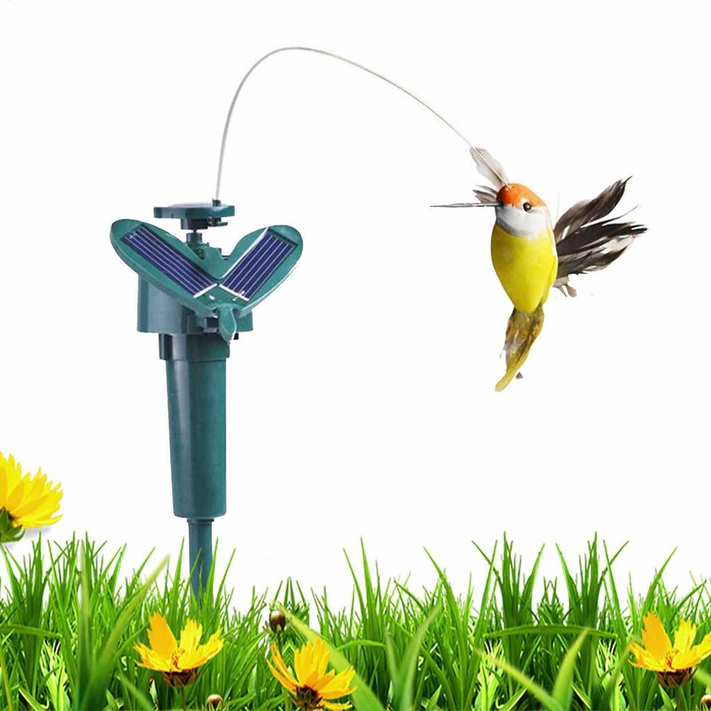1pc Solar Powered Flying Wobble Hummingbird Ornament Durable Garden Dancing Fluttering Humming Bird Stake Lawn Decor