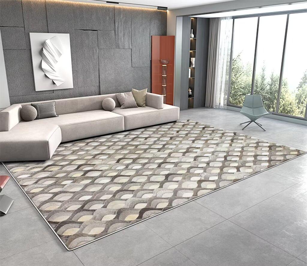 Modern Abstract Soft Fluffy Large Carpet Living Room Imitation Cowhide Decoration Rug for Bedroom Washable Non-slip Entrance Mat