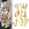 8/16pcs Golden Miniature Musical Instrument Ornament Photo Prop Office Study Desk Handicrafts DIY Christmas Tree Decor XJM