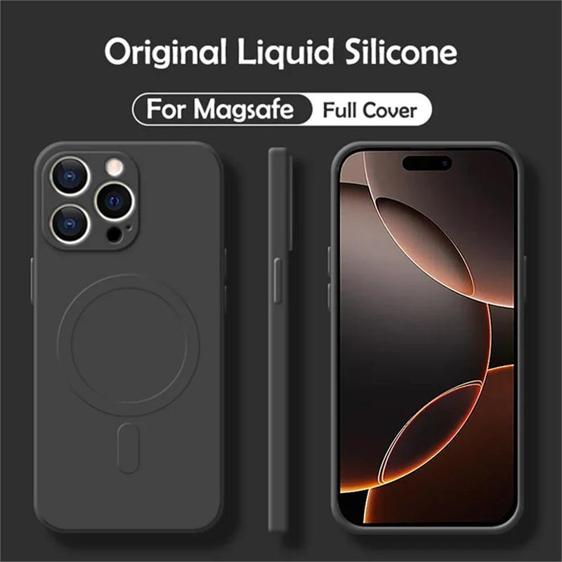 Płynne Silikonowe Etui Magsafe na Telefon dla IPhone 17 Air 14 15 Plus 12 13 Mini 11 Pro Max Magnetyczne Pokrowiec do Bezprzewodowego Ładowania