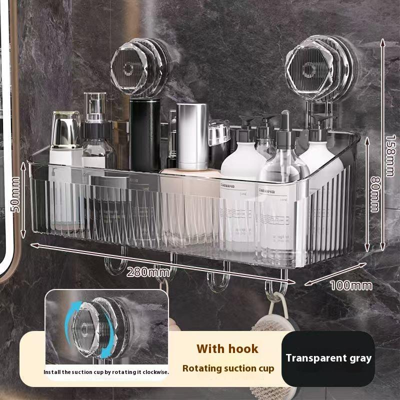 Saugnapf Aufbewahrungsregal Stanzfrei Transparent Gold Badezimmer Abtropfgestell Ablage Wandmontierter Organizer