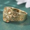 Sparkling Micro Pvae CZ Flower Women's Ring Trendy Gold Color Hollow Daily Wear Party Jewelry Anniversary Gift