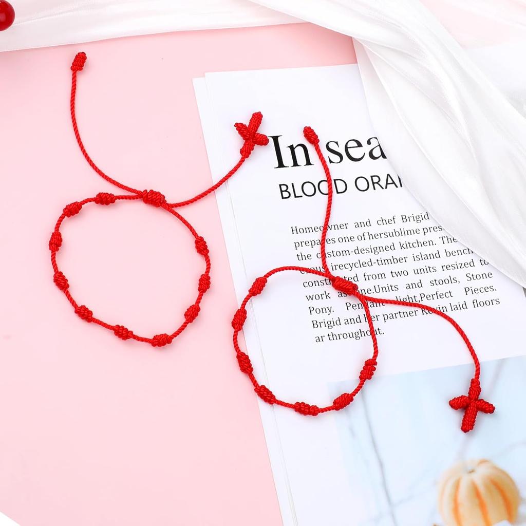 6 Pcs Red String Bracelet Red Rope Bracelet Adjustable Knot String Bracelets As Gift for Birthday Party Graduation New Year