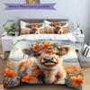 3pcs Floral Crowned Calf Bedding Set, Includes Quilt Cover and Pillowcases, Suitable for All Seasons