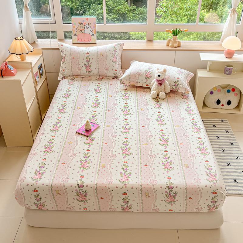 Kawaii Cartoon Panda Fitted Sheet With 2 Pillowcase Bamboo Tree Bed Sheet Set Cotton Bed Cover With Deep Pocket For Child Teen