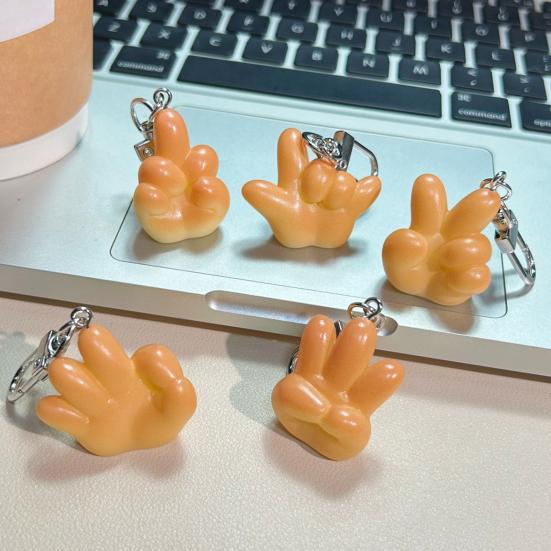 Pingente de Bolsa Realista Múltiplos Gestos Forma de Mão OK Chaveiro de Resina Alta Simulação Charme de Pão Porta-Chaves
