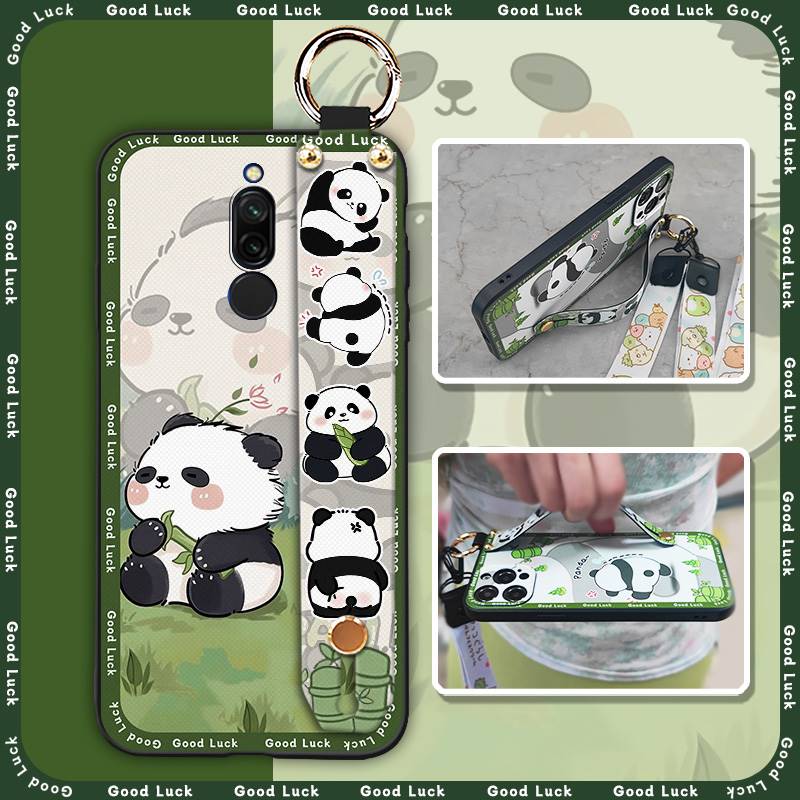 Cute Kickstand Phone Case For Xiaomi Redmi 8 Protective Silicone Cartoon Fashion Design Back Cover Lanyard Anti-knock