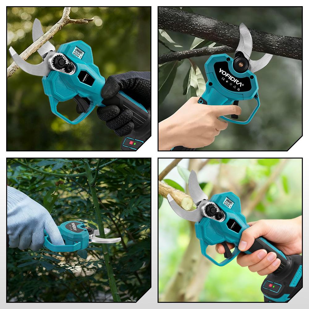 Yofidra Forbici Elettriche Potatura Senza Spazzole 32mm Senza Fili 2 Velocità Attrezzi per Giardino Albero da Frutto Bonsai per Batteria Makita Pin