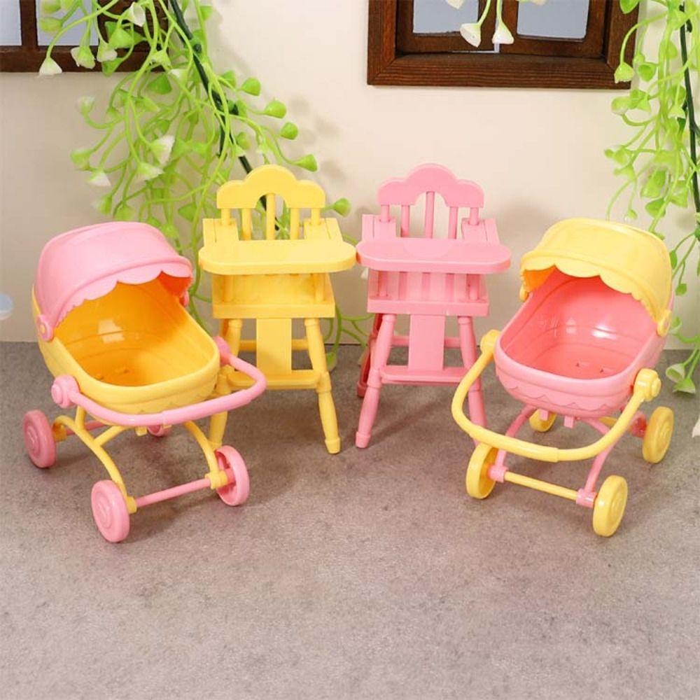 High Chair Dollhouse Stroller Pretend Play Dollhouse Baby Furniture DIY Accessories