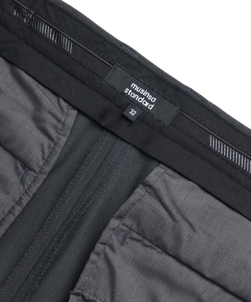 MUSINSA STANDARD Tapered Hidden Elastic Waist Length Slacks [Gray]