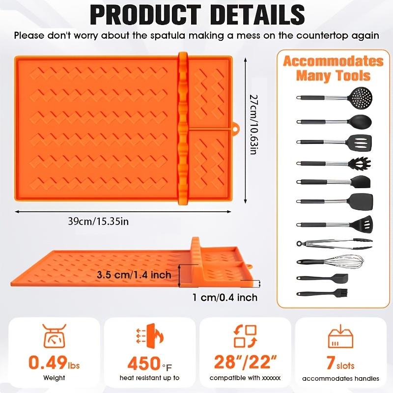2pcs silicone grill mat set, Compatible with silicone baking tray tool mat with drip pad, 16.5" x 11.5" edge rack scraper mat