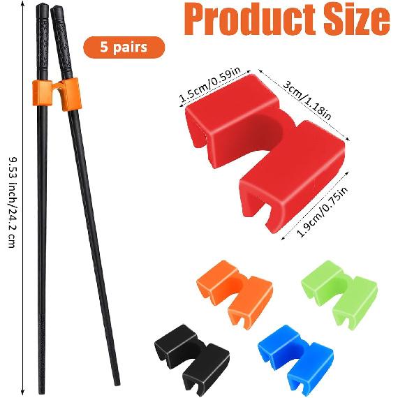 5 Pairs Kid Adult Training Chopsticks Trainers for Beginners, Reble Training Chopsticks Helpers, Beginners Trainings Chopstick Helpers Set, Non
