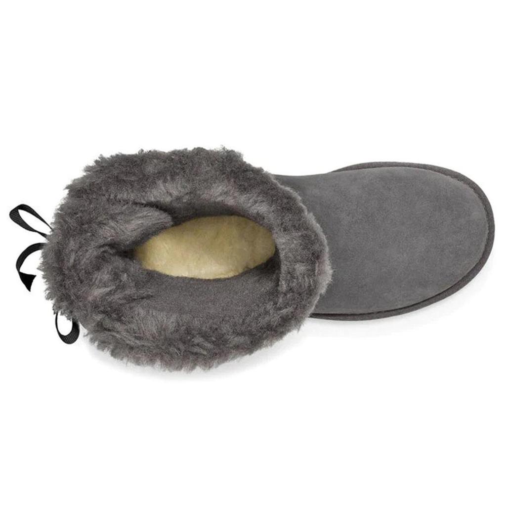 UGG Short Bow Stiefel Fleece Lined Gray Women's 1110706-CHRC