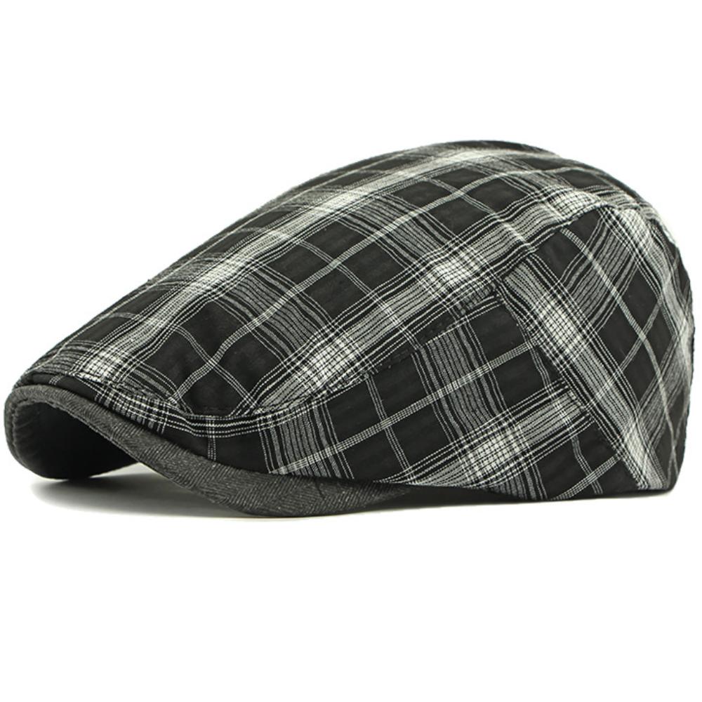 Ht4781 Berets Spring Summer Men Women Cap Vintage Plaid Artist Painter Beret Hat Male Female Ivy Flat Cap Adjustable Beret Caps