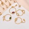 European Fashion Rectangle Zircon Crystal Adjustable Gold Ring