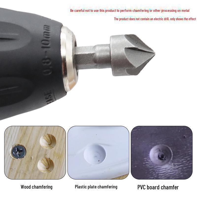 90-Degree Six-Blade Chamfer Countersink Woodworking Tool Accessory