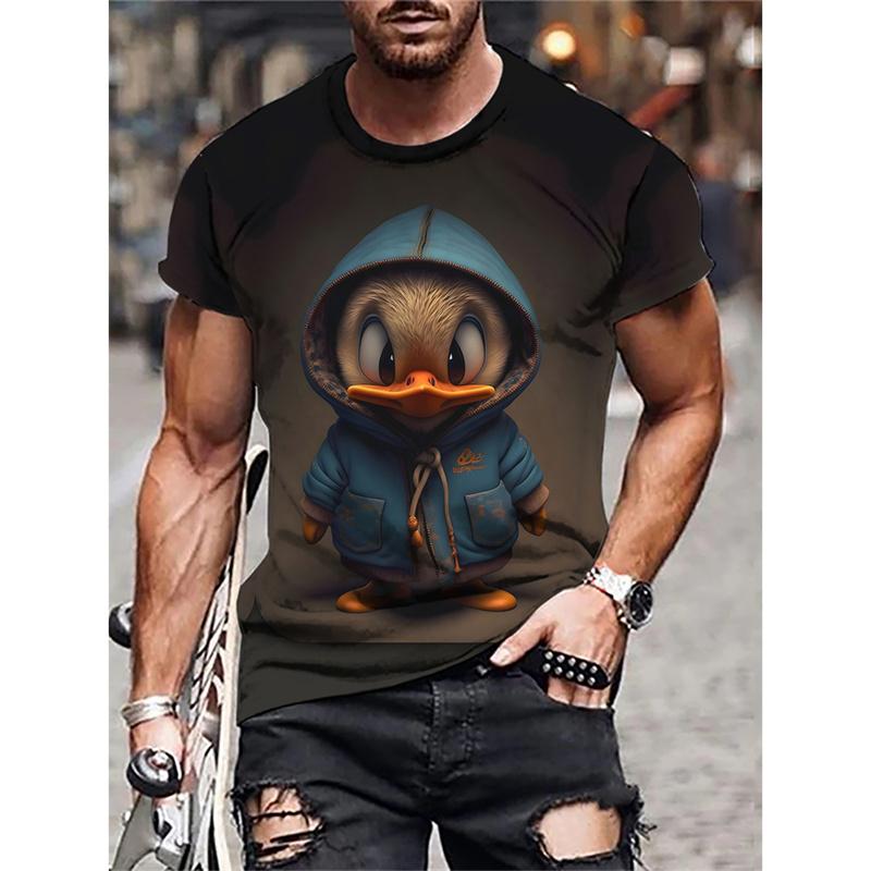 Men's 3D Pattern T-shirt - 3D Embroidery Design Round Neck Short Sleeve Loose Large Size Summer Men's Clothing