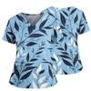 Women's Casual Printed V-Neck Pocket Side Slit Short Sleeved Top Short Sleeved Top