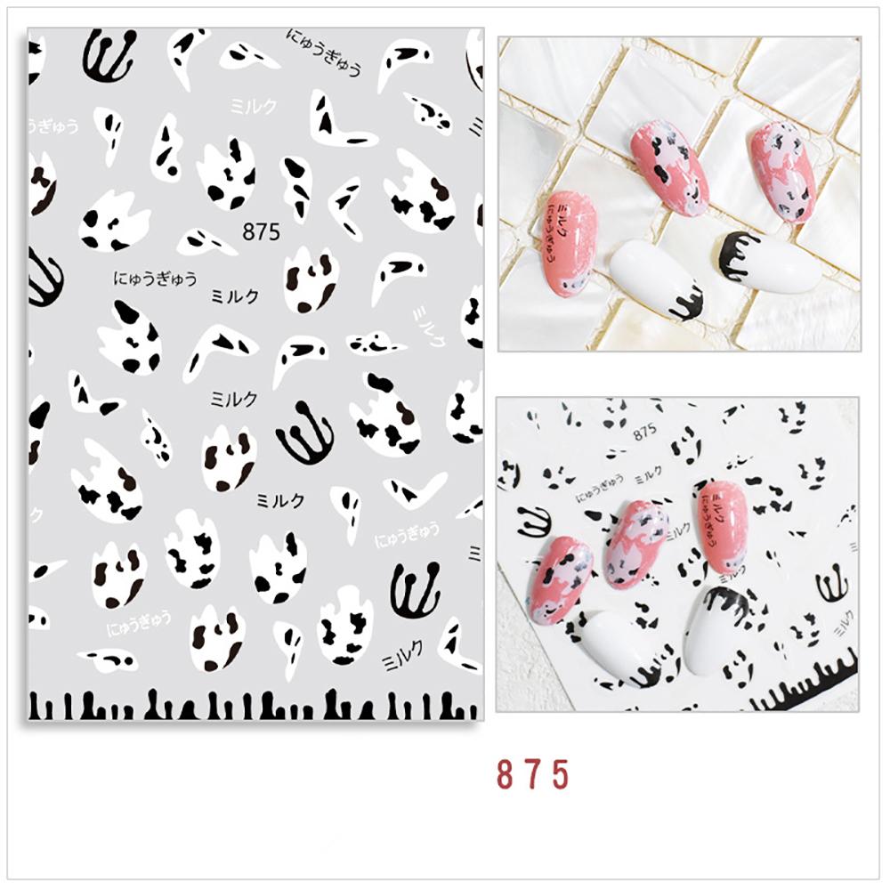 Design Cow Manicure DIY Nail Art Cow Print Nails Sticker Self-Adhesive Decal 3D Irregular Spots