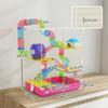 Hamster Cage, 5-Tier Rodent Cage, Tunnels, Feeder, Wheel, House, Ladders, 46 x 30 x 58 cm, Pink