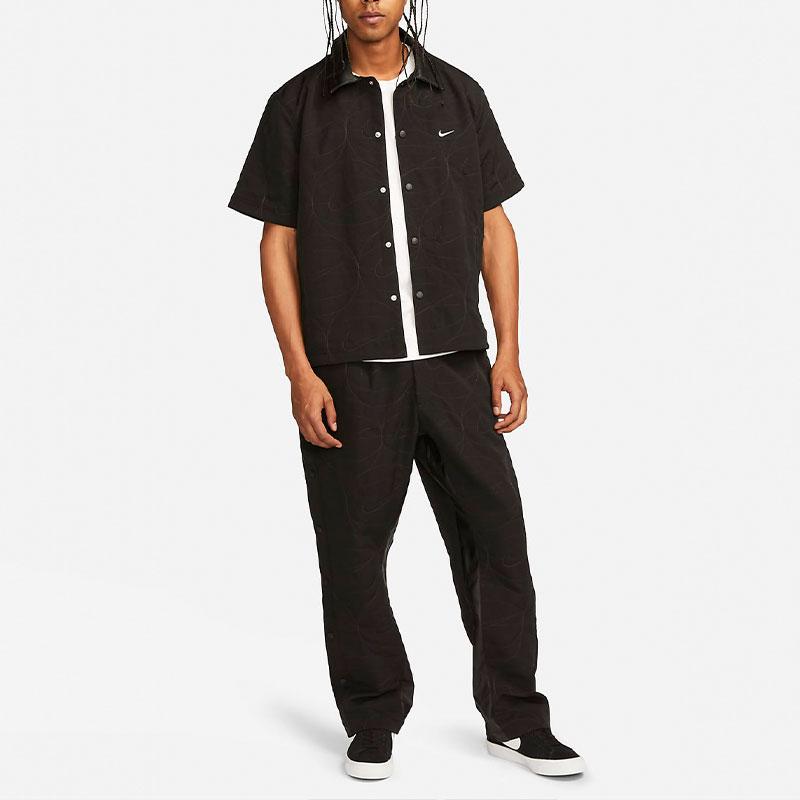 New Nike Men's Woven Casual Basketball Short-Sleeve Shirt Black FB7043-010