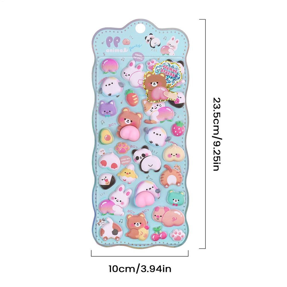 3D Animal Stickers for Kids, Cute Puffy Stickers Self-Adhesive Decals for Scrapbooking Journals Laptop Phone Case Water Bottle