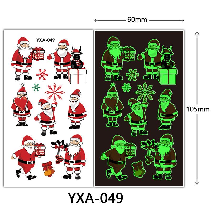 Christmas Luminous Tattoo Sticker Glowing Waterproof Sweat Cute Cartoon Holiday Party Temporary Sticker