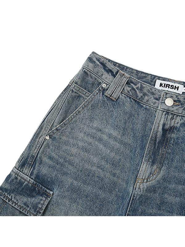 KIRSH Vintage Cargo Wide Fit Denim Pants [Blue]