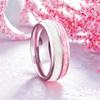 8Mm Stainless Steel Ring Couple Pink White Shiny Ring Ring Hand Jewelry