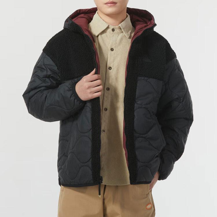 Adidas Logo Reverzibilní Patchworková Ležérní Bunda s Kapucí z Umělé Střižní Vlny Pánská Bunda Malina IW4037