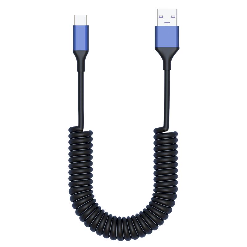 Spring-Stretch Type-C Fast Charging Cable for Phones & Tablets