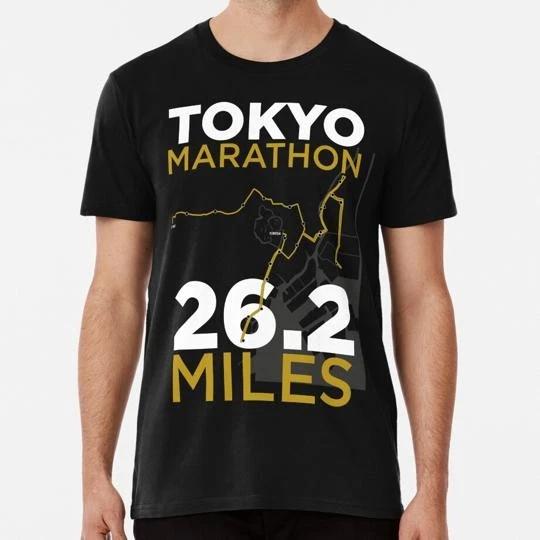 Футболка с принтом маршрута Токийского марафона Размер S-5XL Сделано в США 3XL