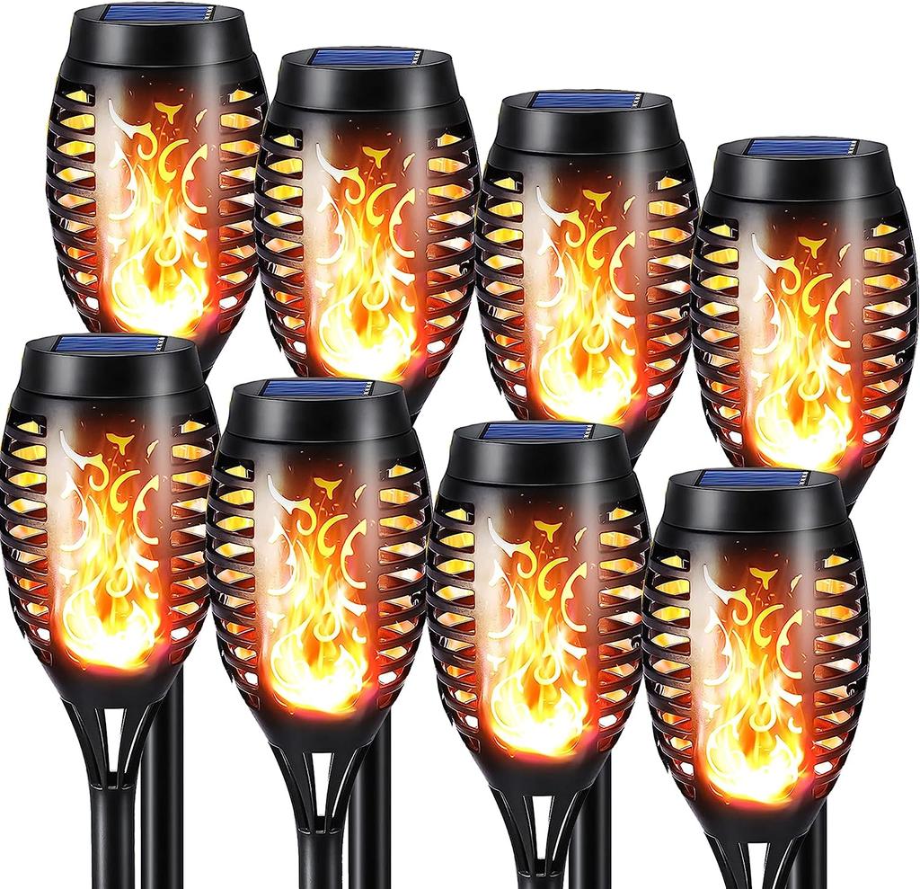 Otdair Zonne Wandlantaarns Buiten - 2 Stuks Flikkerende Vlam LED Verlichting Voor Terras, Tuin En Veranda