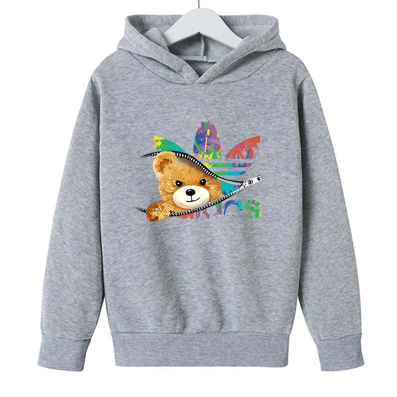Unisex Autumn Plus Velvet Printed Hoodie - Casual Versatile Outerwear for Men, Women, and Children