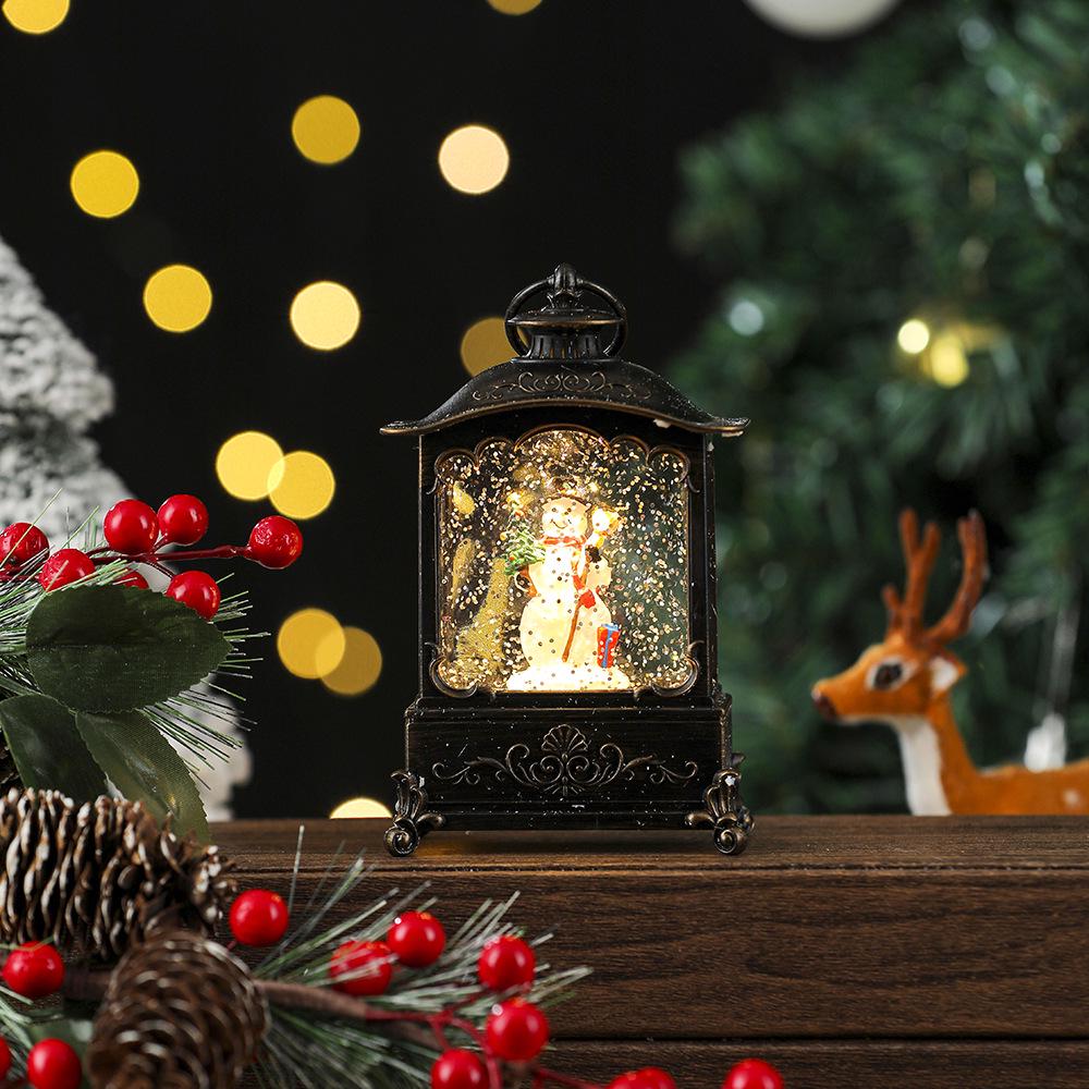 Retro Weihnachtslaterne: Weihnachtsmann Leuchtende Wasserflaschenlampe mit Musik Ornamenten