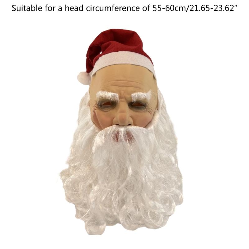 Halloween Party SantaClaus Latex Mask Party Dress Up Supplies Christmas SantaClaus Hat Mask Full Face SantaClaus Mask