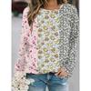 Fashion Women's Crew Neck Long Sleeve 3D Casual Color Printing Casual Long Sleeve T-Shirt