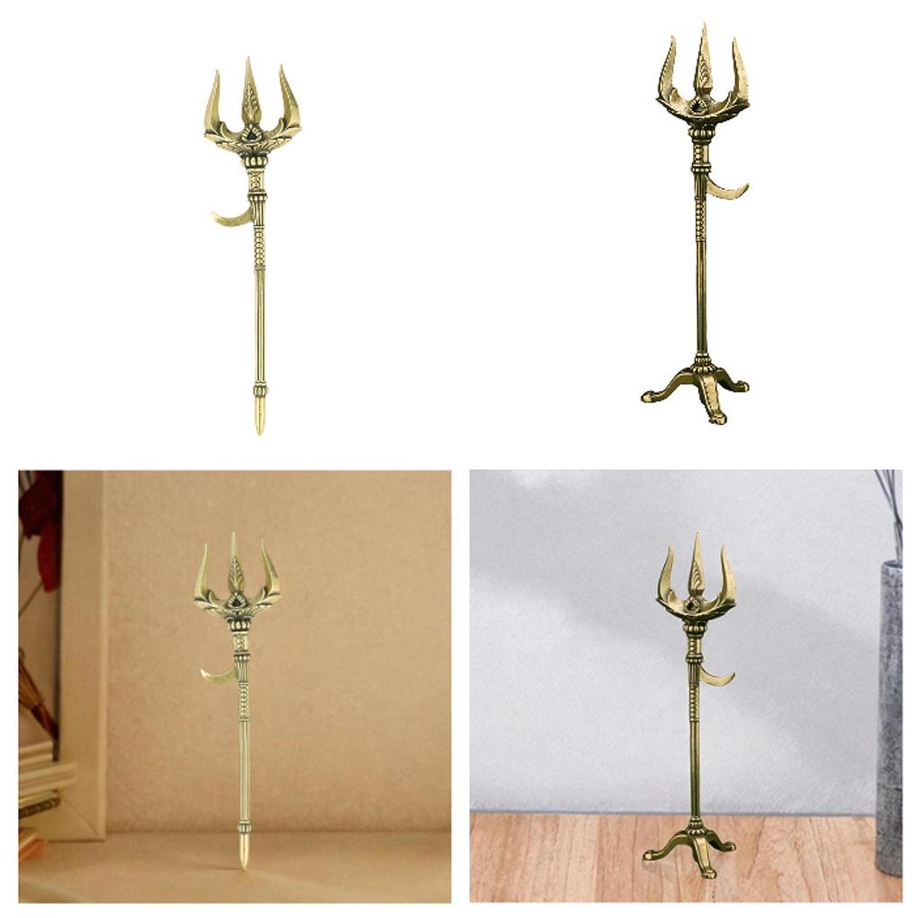 Trident Mosazný Trojzubec Stůl Měděná Zvířecí Soška Knihovna Kavárna Bar Kancelář Mosaz