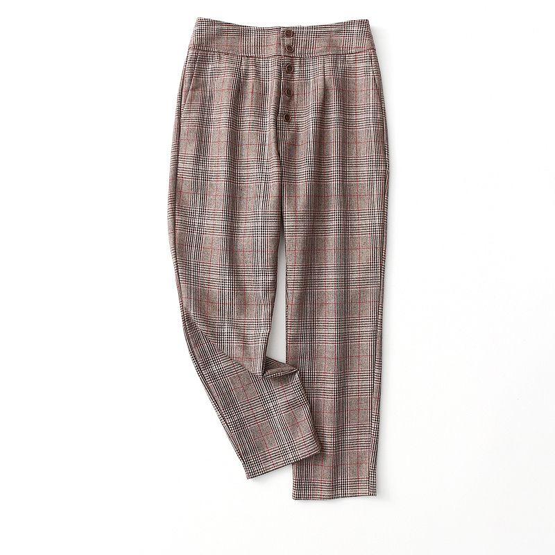

Revoked by Brand High Quality Modified Leg Type Retro Fine Plaid Wool High Waist Tapered Pants Women s Cropped Pants Fall and Winter Brown lattice L