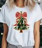 Women's Fashionable Christmas Tree Pattern Printed Women's Summer T-shirt Top, Short Sleeved Round Neck Casual Women's Clothing